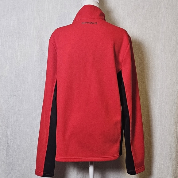 SPYDER Mens Cold WeatherQuarter Zip Pullover Red/Black Sweater/Sweatshirt SZ M - Picture 8 of 15